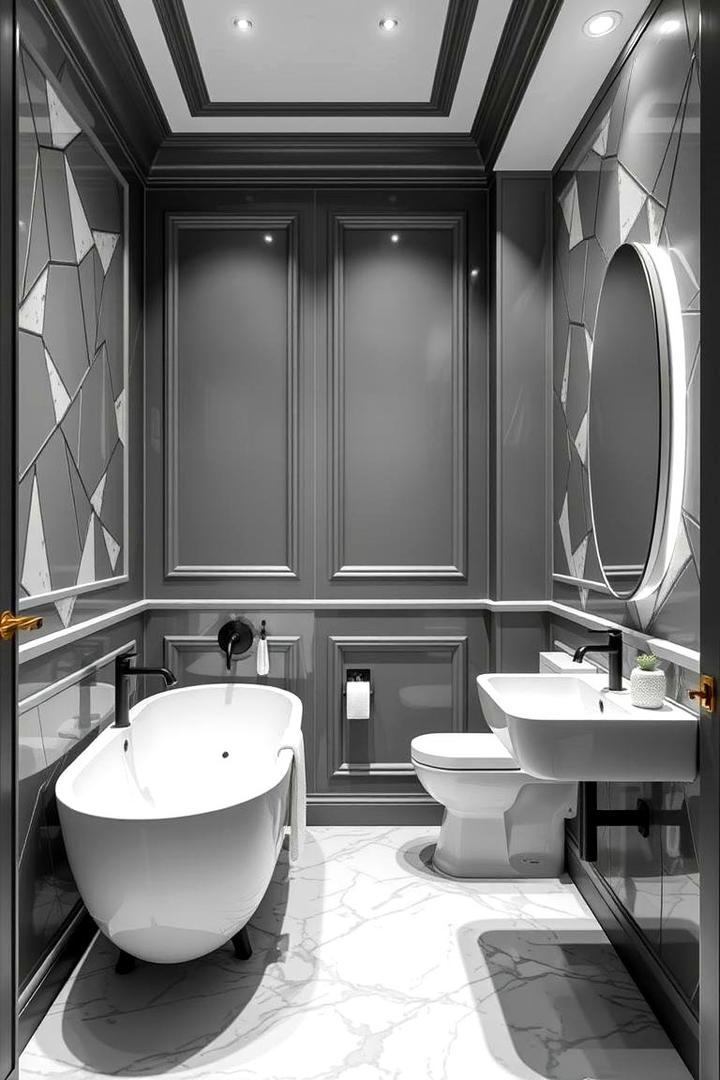 High Contrast Detailing - 30 Grey and White Bathroom Ideas