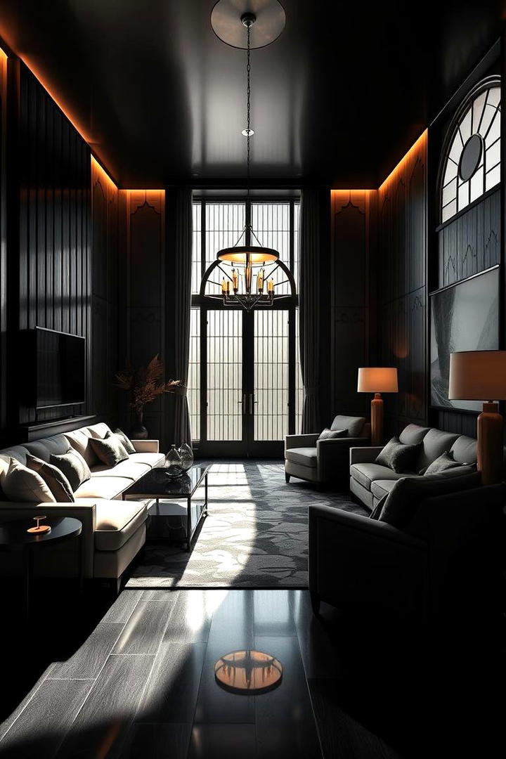 High Contrast Drama - 30 Art Deco Living Room Ideas