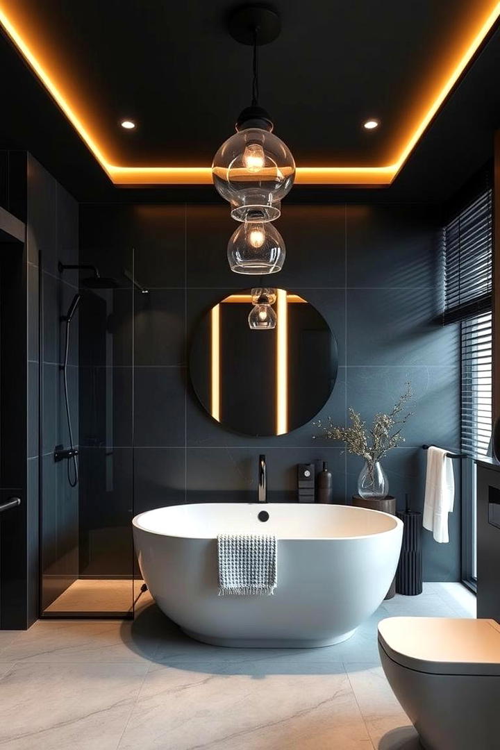 High Contrast Finishes - 30 Bathroom Pendant Lighting Ideas