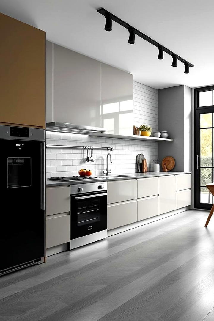 High Contrast Grey Kitchen Design - 30 Kitchens With Grey Floors