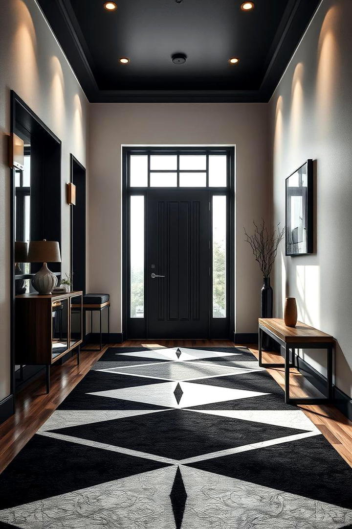 High Contrast Modern Edge - 30 Entryway Rug Ideas