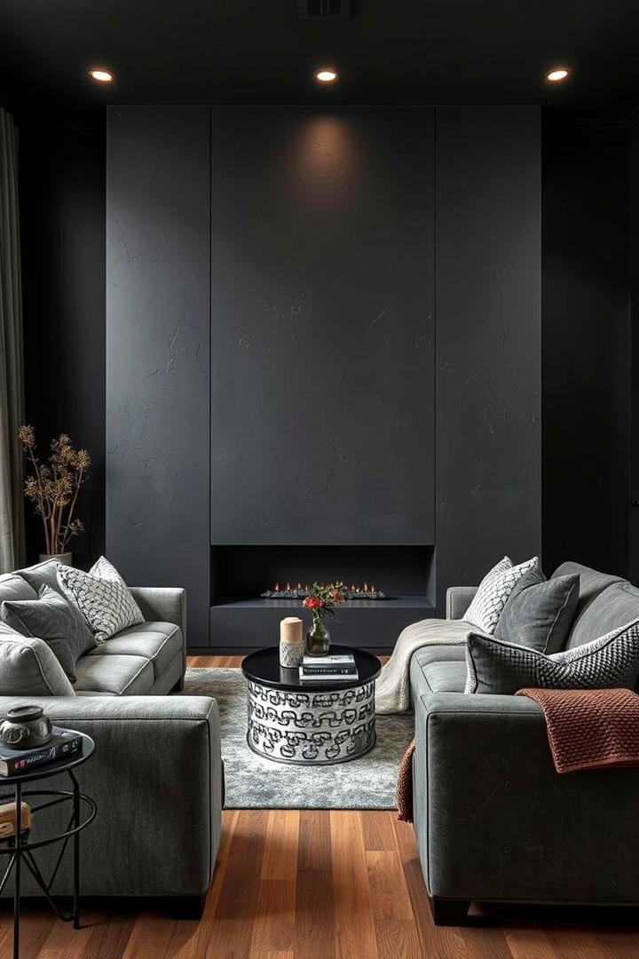 High Contrast Textures - 30 Contrasting Living Rooms With Dark Grey Walls