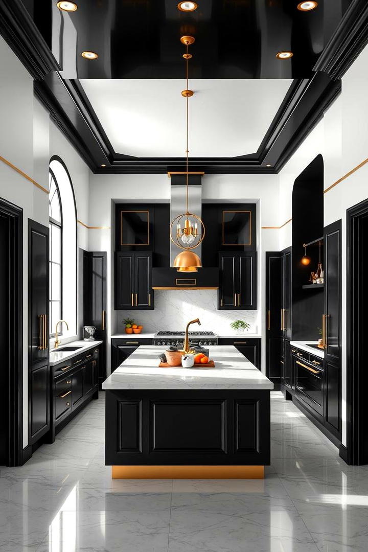 High Contrast Walls - 30 black white and gold kitchen ideas