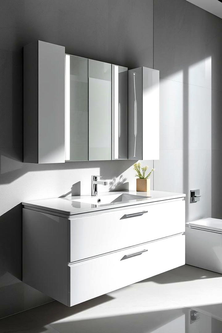 High Gloss Contemporary Vanity - 30 Small Bathroom Vanity Ideas