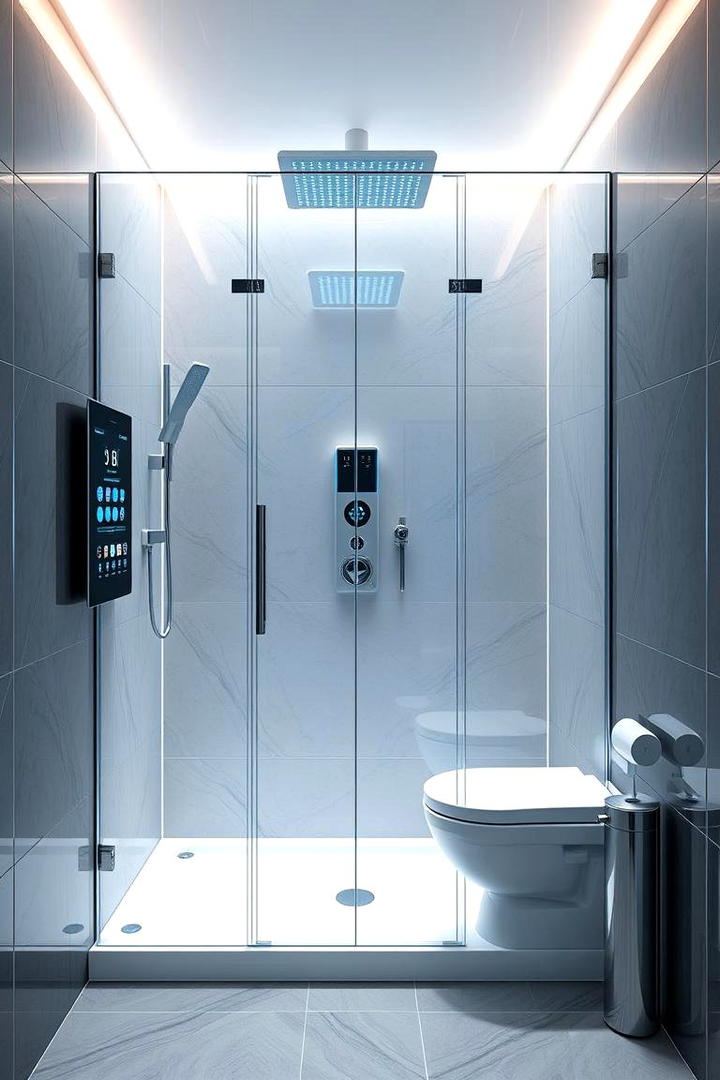 High Tech Digital Shower - 30 Corner Shower Ideas