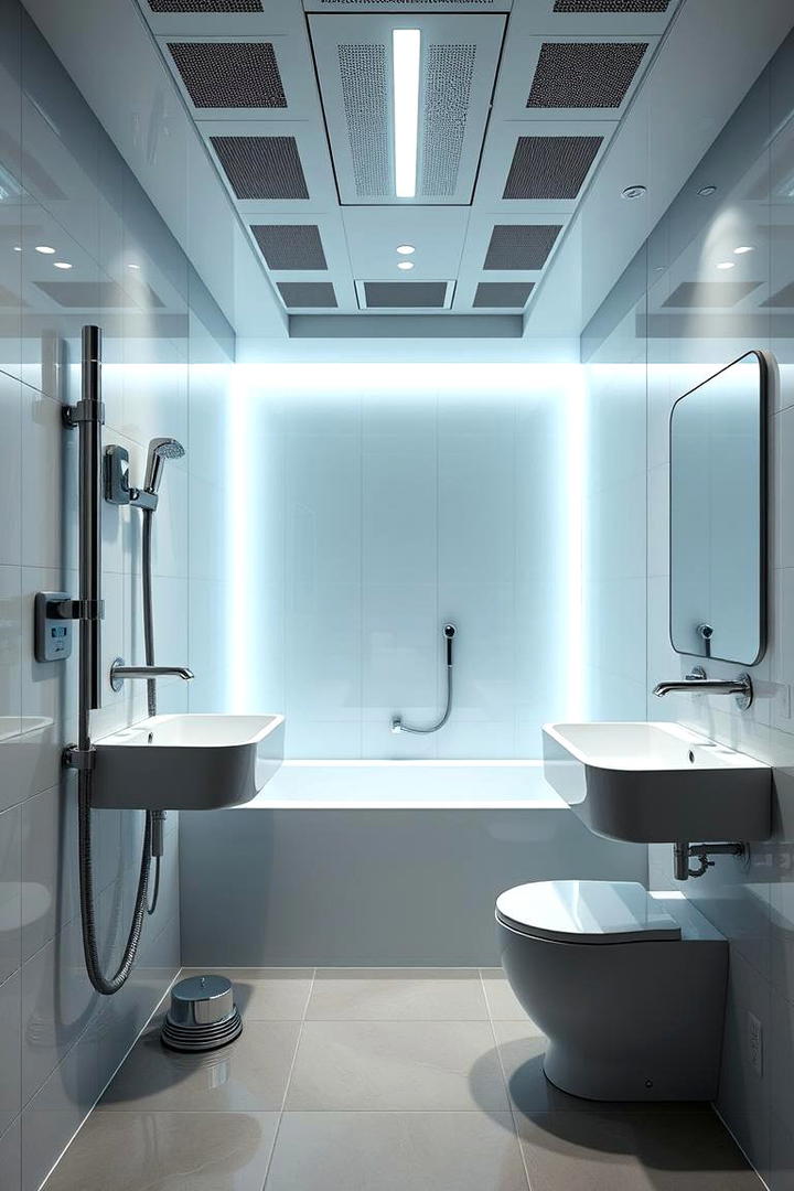 High Tech Integration - 30 Basement Bathroom Ideas