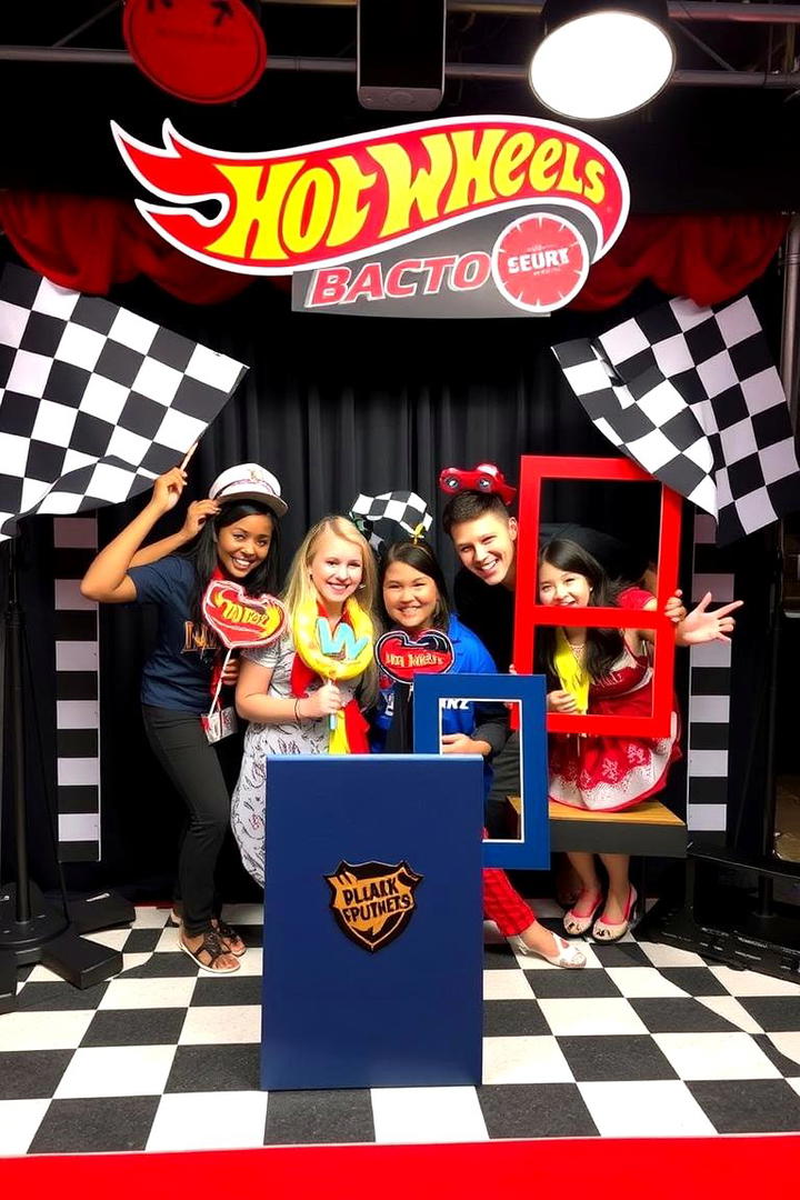 Hot Wheels Photo Booth Setup - 30 Hot Wheels Birthday Party Ideas