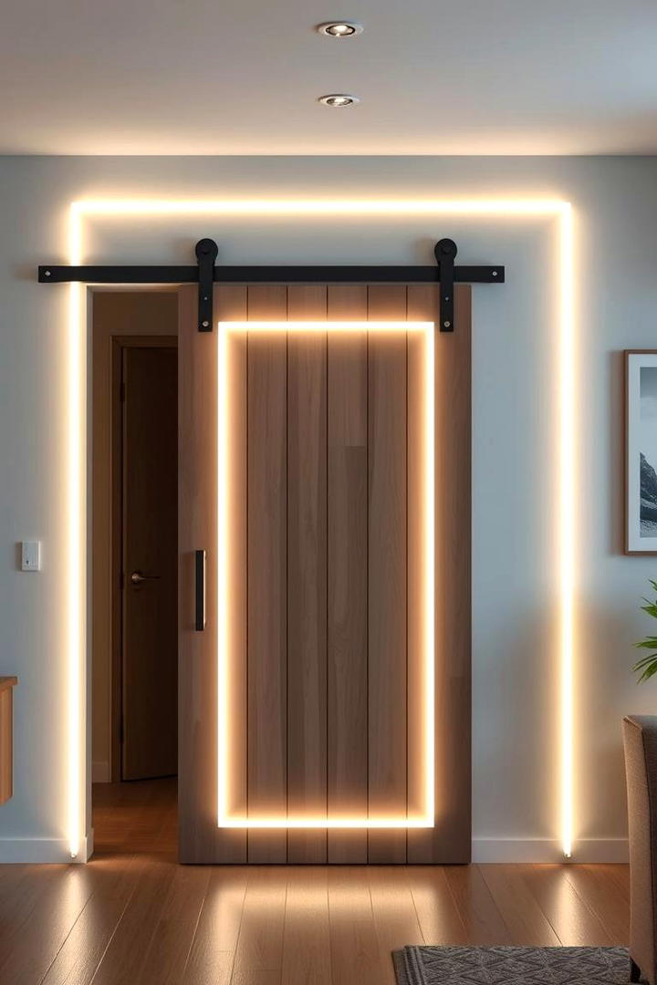 Illuminated LED Barn Door - 30 Barn Door Ideas