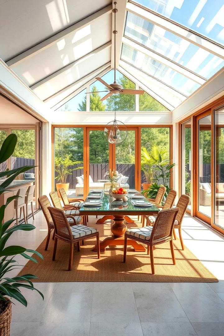 Indoor Outdoor Fusion Dining - 30 Sunroom Dining Room Ideas