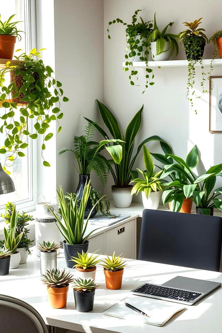 Indoor Plant Decor - 30 Budget Home Office Ideas