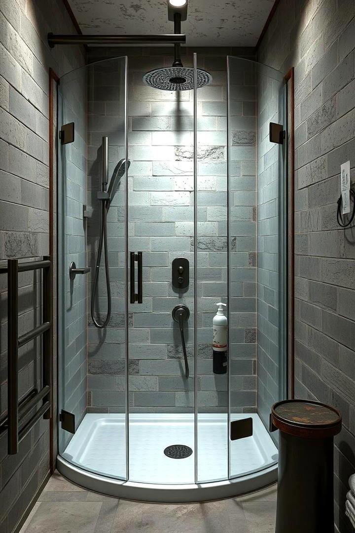 Industrial Chic Corner Shower - 30 Corner Shower Ideas