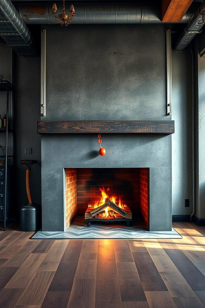 Industrial Chic Faux Fireplace - 30 Faux Fireplace Ideas