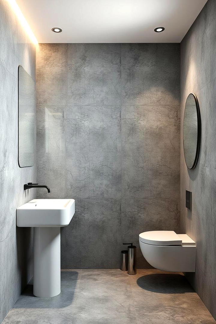 Industrial Concrete Finish - 30 Bathroom Wall Ideas