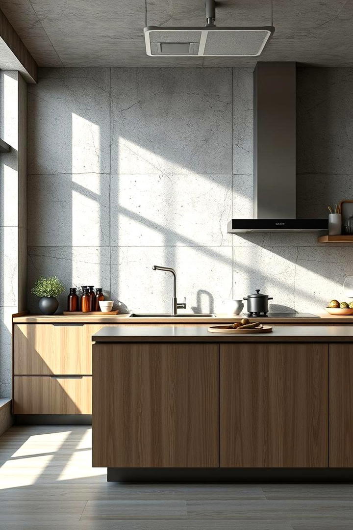 Industrial Concrete Look - 30 Kitchen Wallpaper Ideas