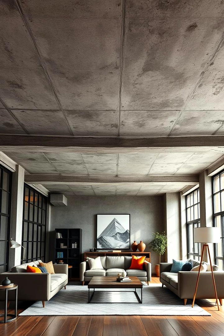 Industrial Concrete Look Ceiling - 30 Ceiling Paint Ideas