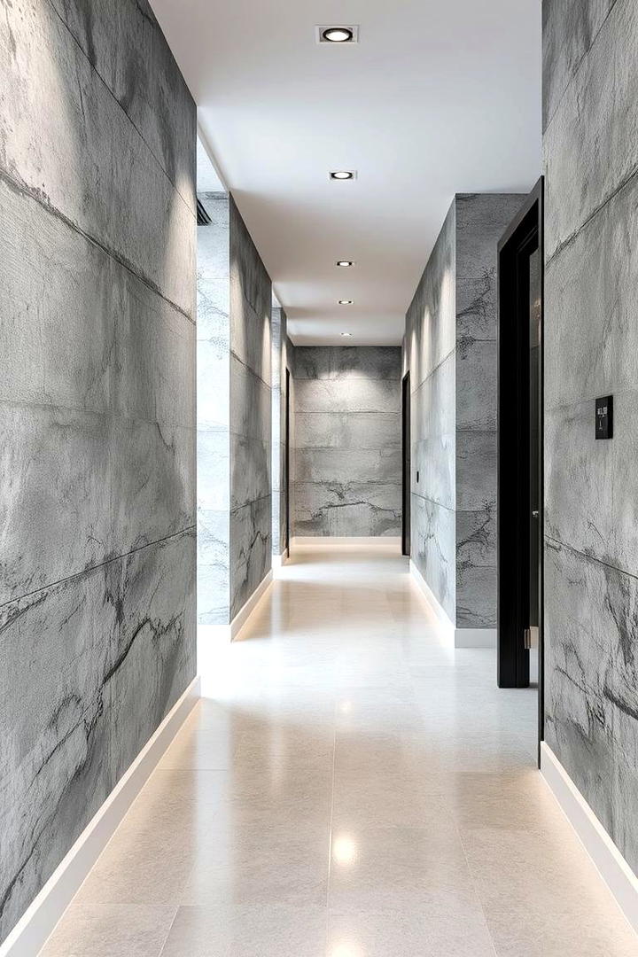 Industrial Concrete Look for an Edgy Corridor - 30 Hallway Wallpaper Ideas