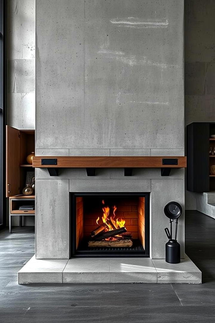 Industrial Concrete Look - 30 Fireplace Paint Ideas