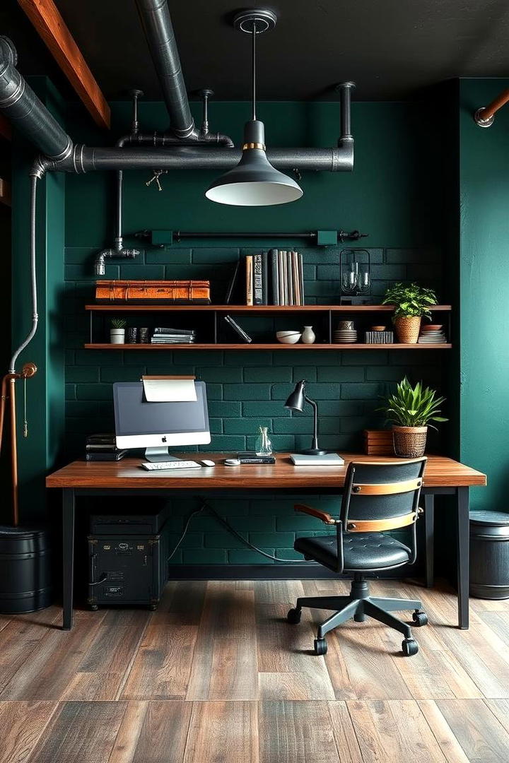 Industrial Dark Green Blend - 30 Dark Green Home Office Ideas