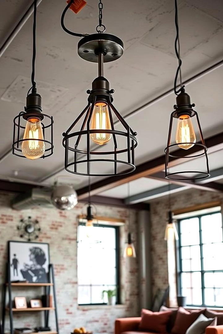 Industrial Edge Illumination - 30 Living Room Ceiling Lighting Ideas