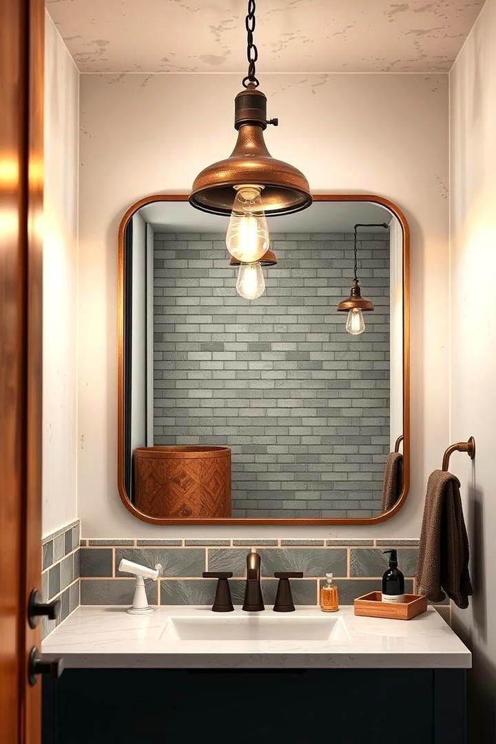 Industrial Edge - 30 Bathroom Pendant Lighting Ideas