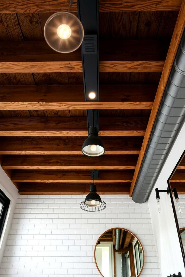 Industrial Exposed Beams - 30 Bathroom Ceiling Ideas