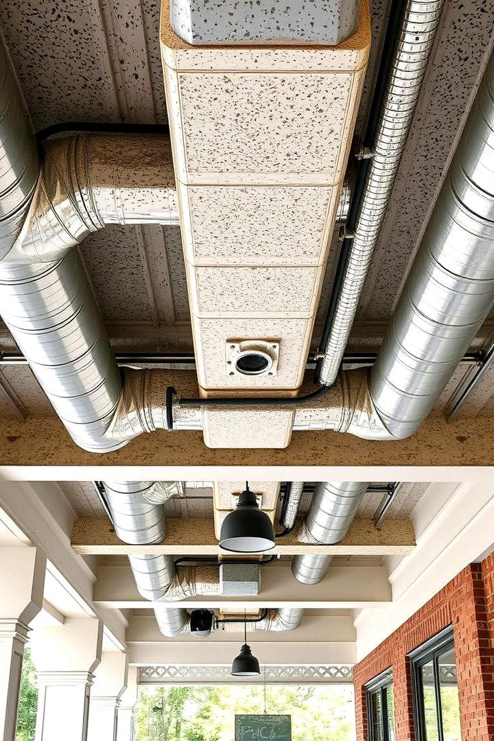 Industrial Exposed Ducts - 30 Porch Ceiling Ideas