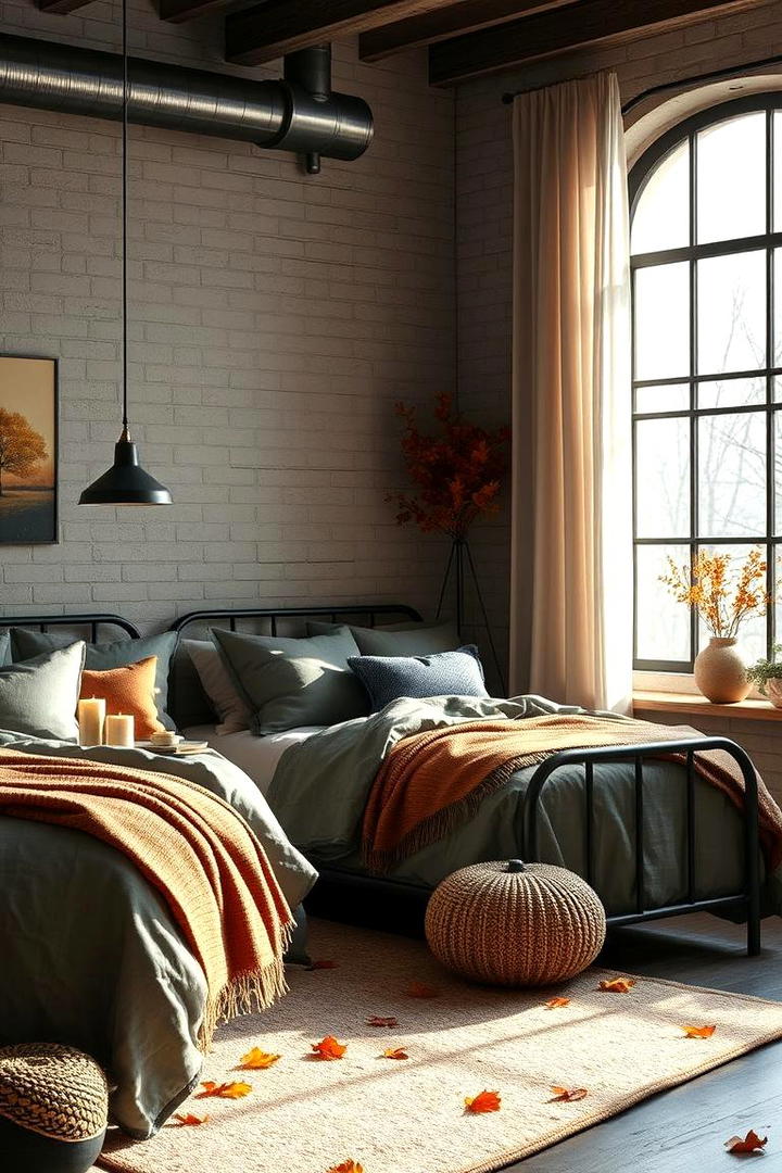 Industrial Meets Autumn - 30 Fall Bedroom Decor Ideas