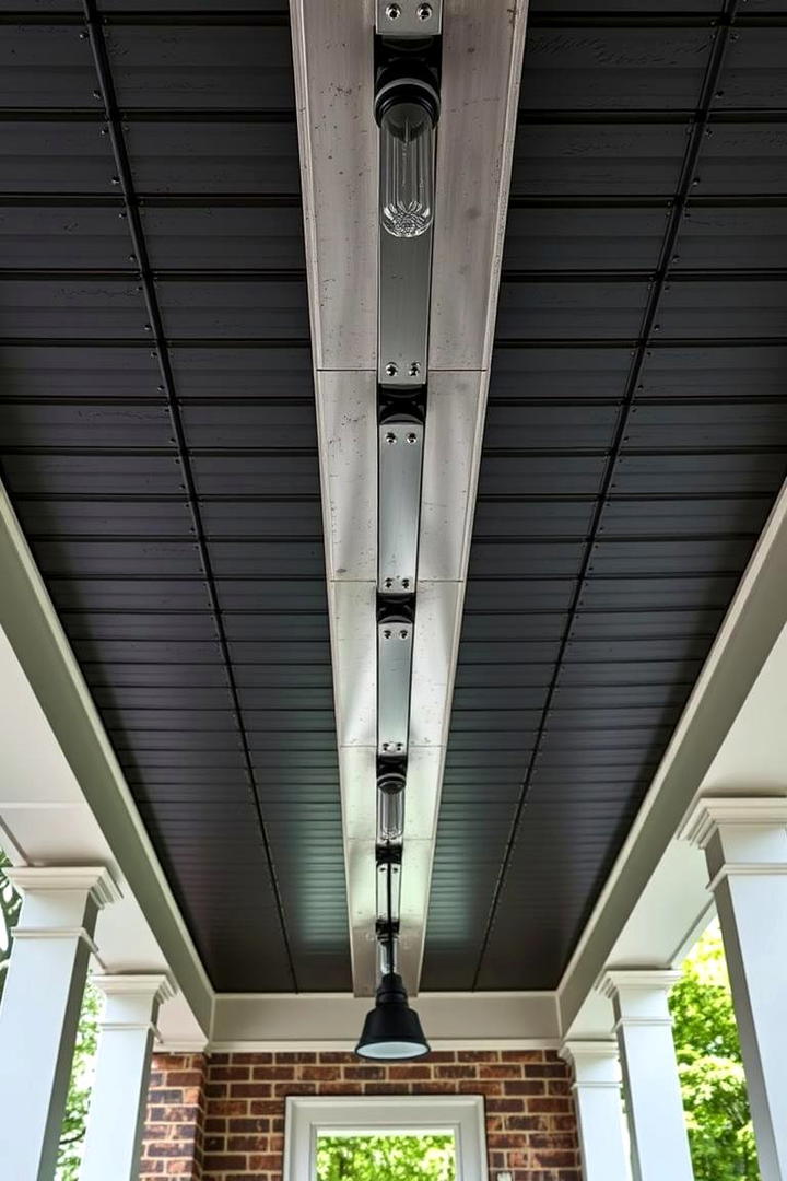 Industrial Metal Accents - 30 Porch Ceiling Ideas