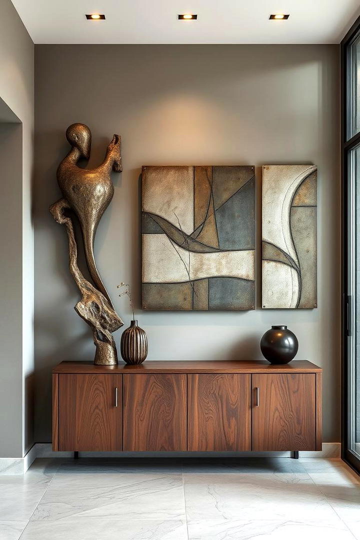 Industrial Metal Art - 30 Entryway Wall Ideas