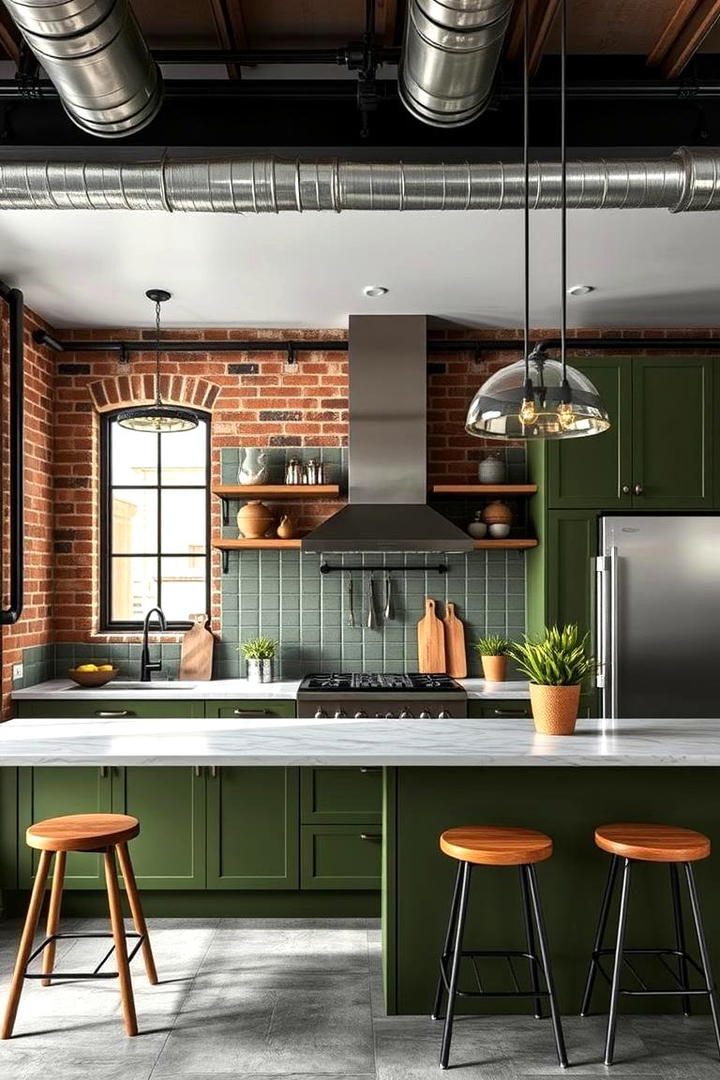 Industrial Olive Green Edge - 30 Olive Green Kitchens