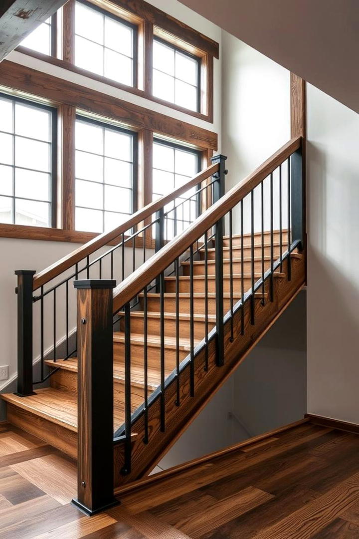 Industrial Rustic Blend - 30 Farmhouse Rustic Stair Railing Ideas