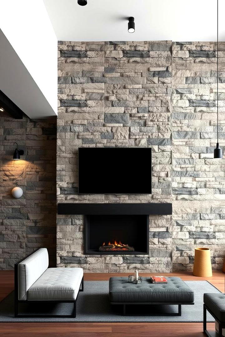 Industrial Stone Accent Wall - 30 Stone Wall Ideas