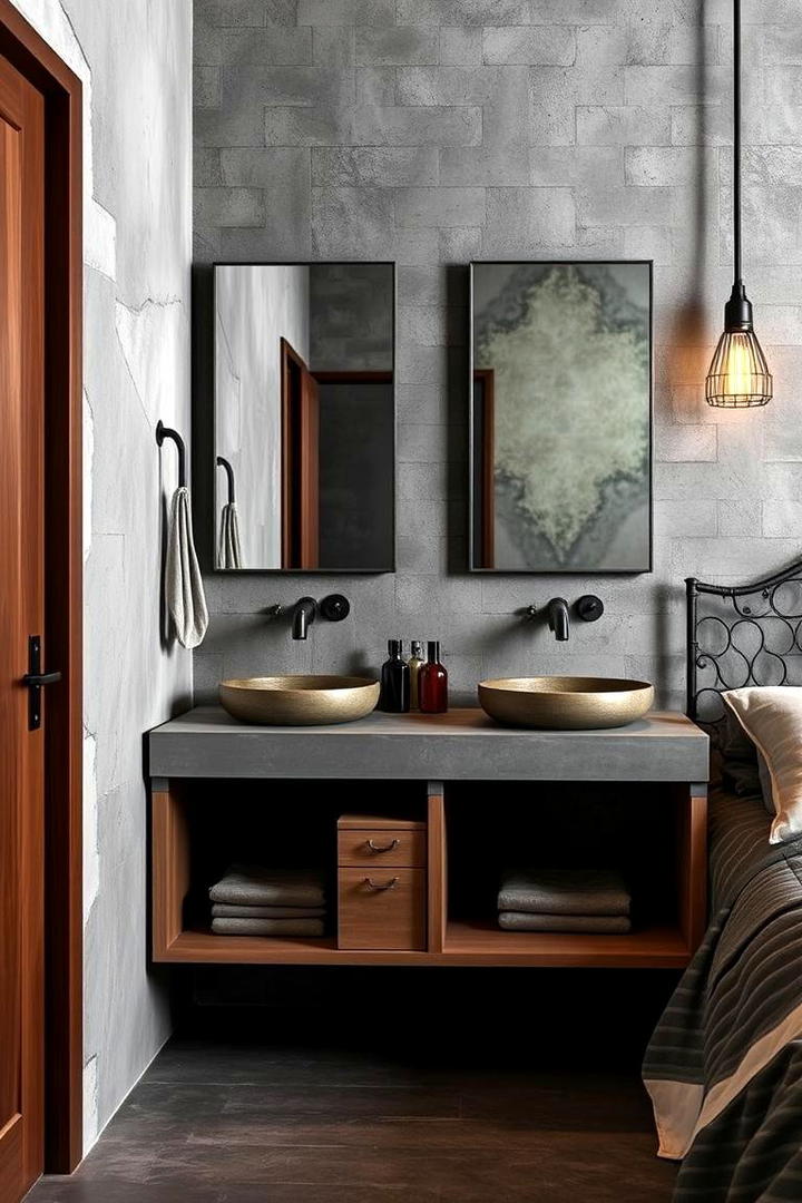 Industrial Style Vanity Setup - 30 Bedroom Vanity Ideas