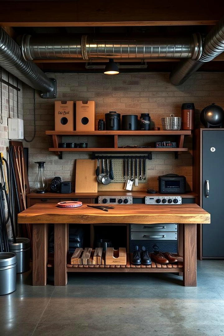 Industrial Style Workbench - 30 Basement Furniture Ideas