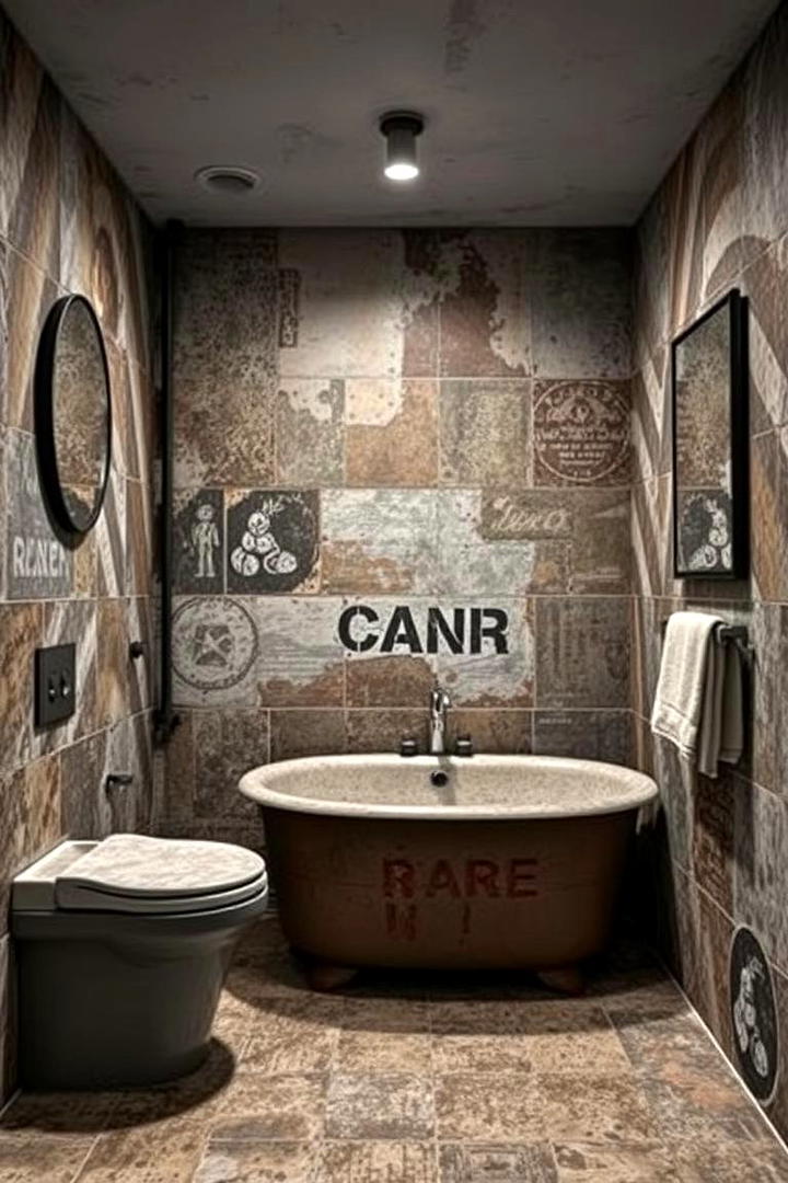 Industrial Urban Decay - 30 Bathroom Mural Ideas