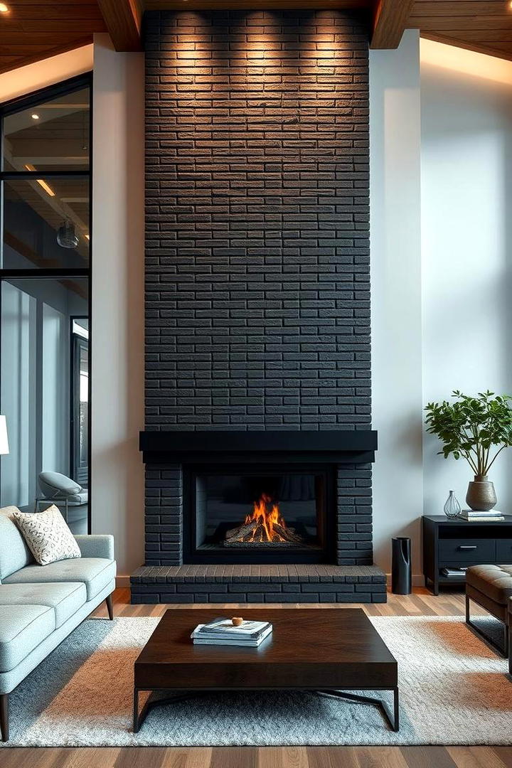 Innovative Black Brick Facade - 30 Black Fireplace Ideas