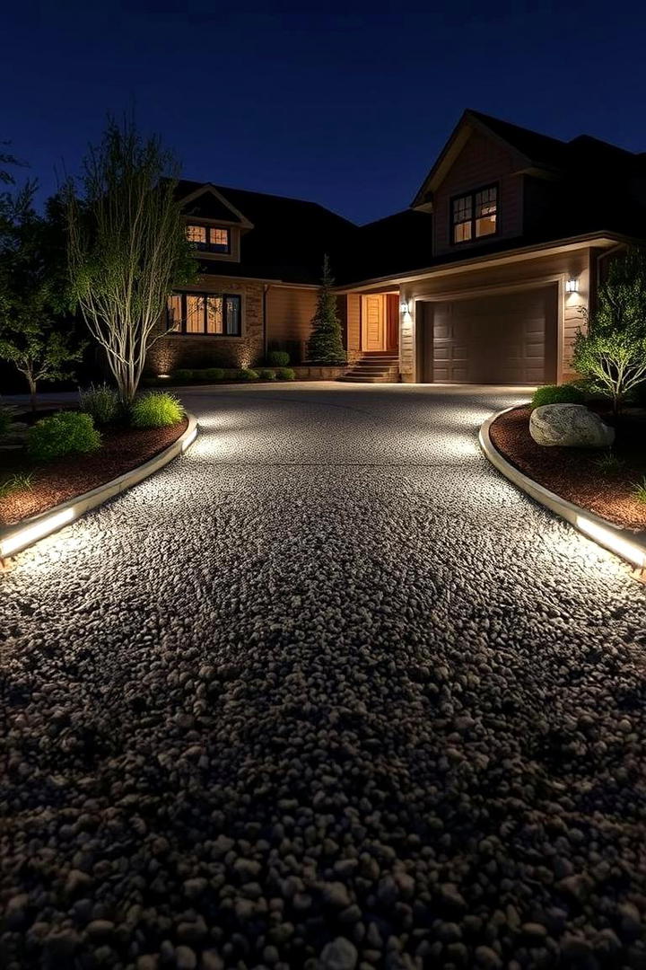 Innovative Gravel Design with Lighting - 30 Gravel Driveway Ideas