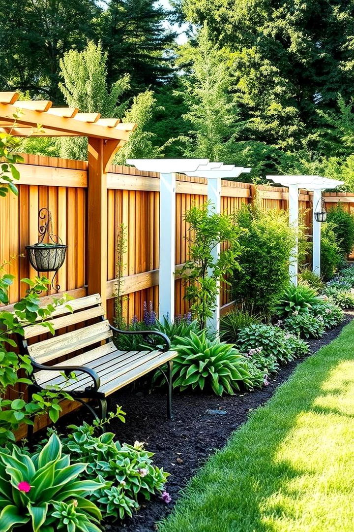 Integrated Garden Structures - 30 Simple Fence Line Landscaping Ideas