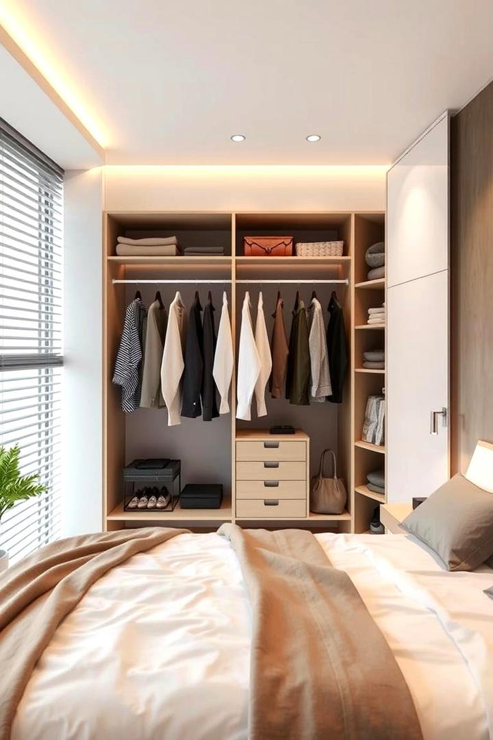 Integrated Garment Rack Design - 30 Built-in Wardrobe Ideas Around a Bed