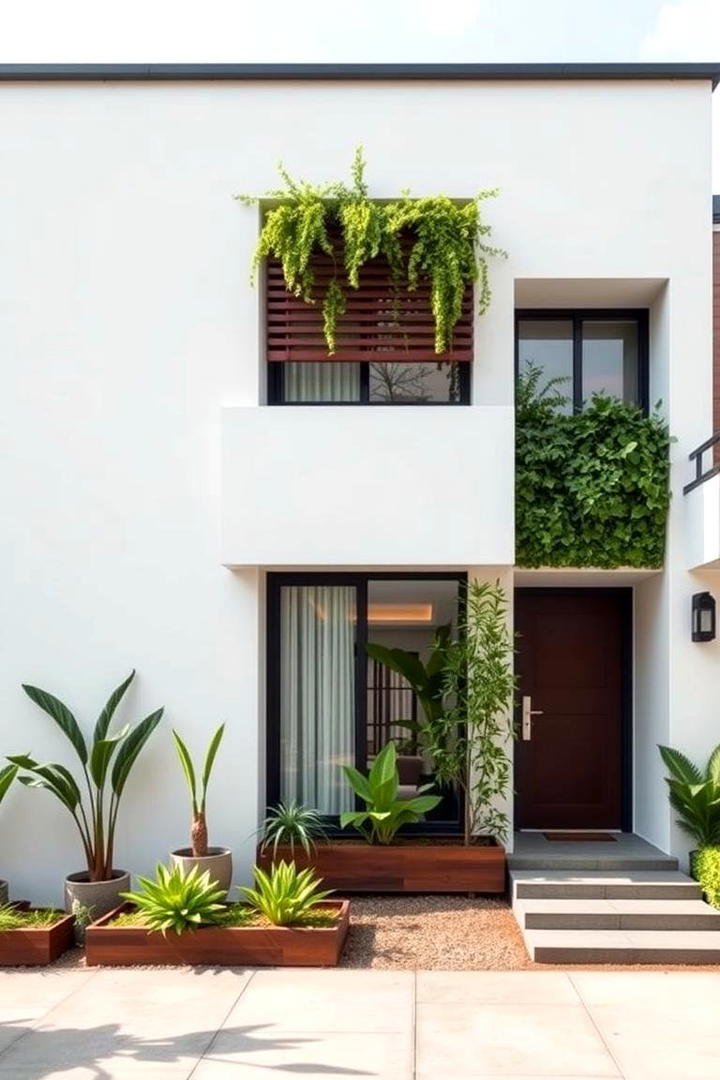 Integrated Greenery - 30 Minimalist House Exterior Ideas