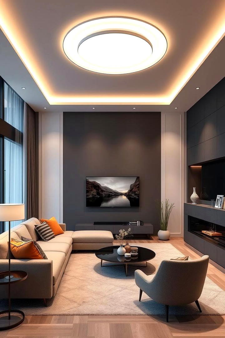 Integrated High Tech Brilliance - 30 Living Room Ceiling Lighting Ideas