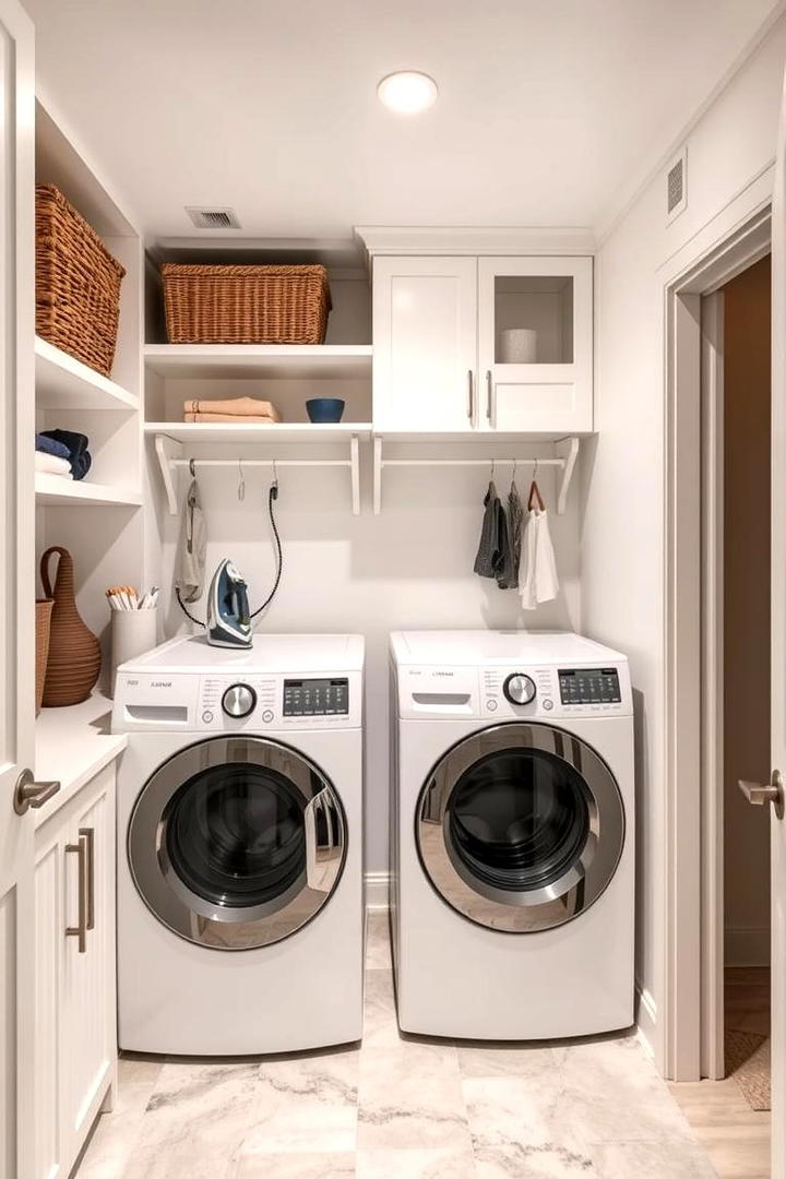 Integrated Ironing Station Design - 30 basement laundry room ideas