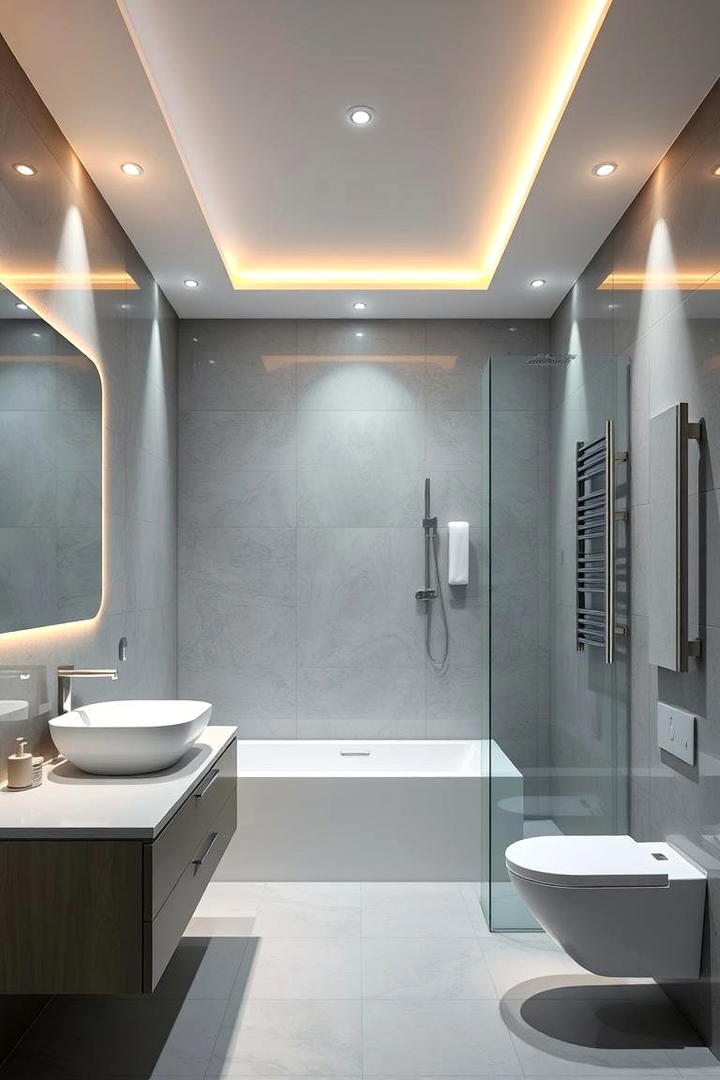 Integrated Lighting Effects - 30 Grey and White Bathroom Ideas