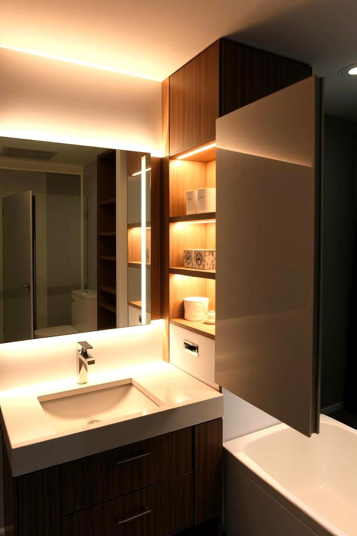 Integrated Lighting Vanity - 30 Small Bathroom Vanity Ideas