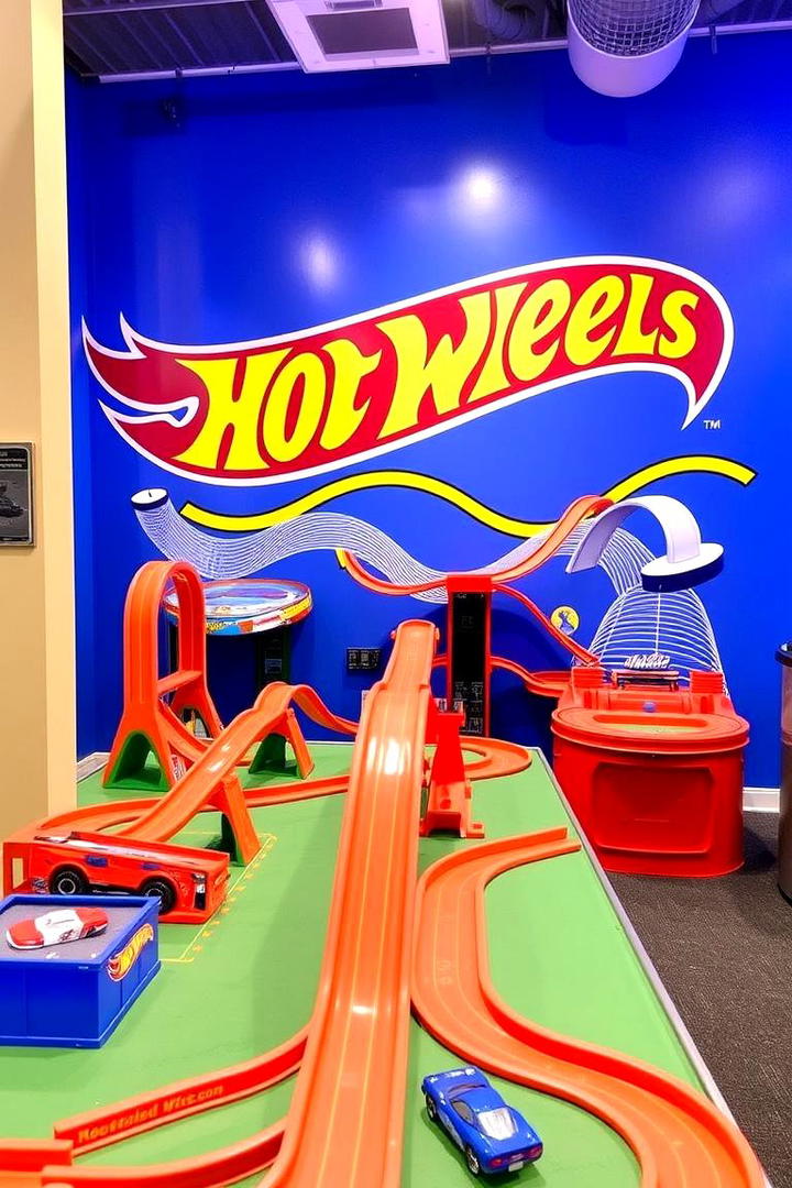 Interactive Track Building Stations - 30 Hot Wheels Birthday Party Ideas