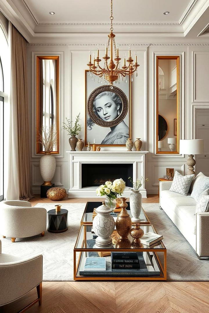 Intricate Decorative Details - 30 Glam Living Room Ideas