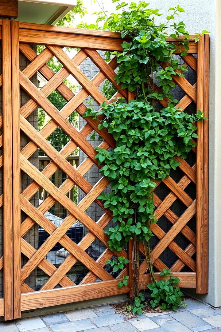 Intricate Lattice Wood Corner Fence - 30 Corner Fence Ideas