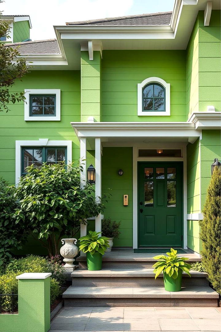 Inviting Basil Green Style - 30 Green Exterior House Paint Ideas