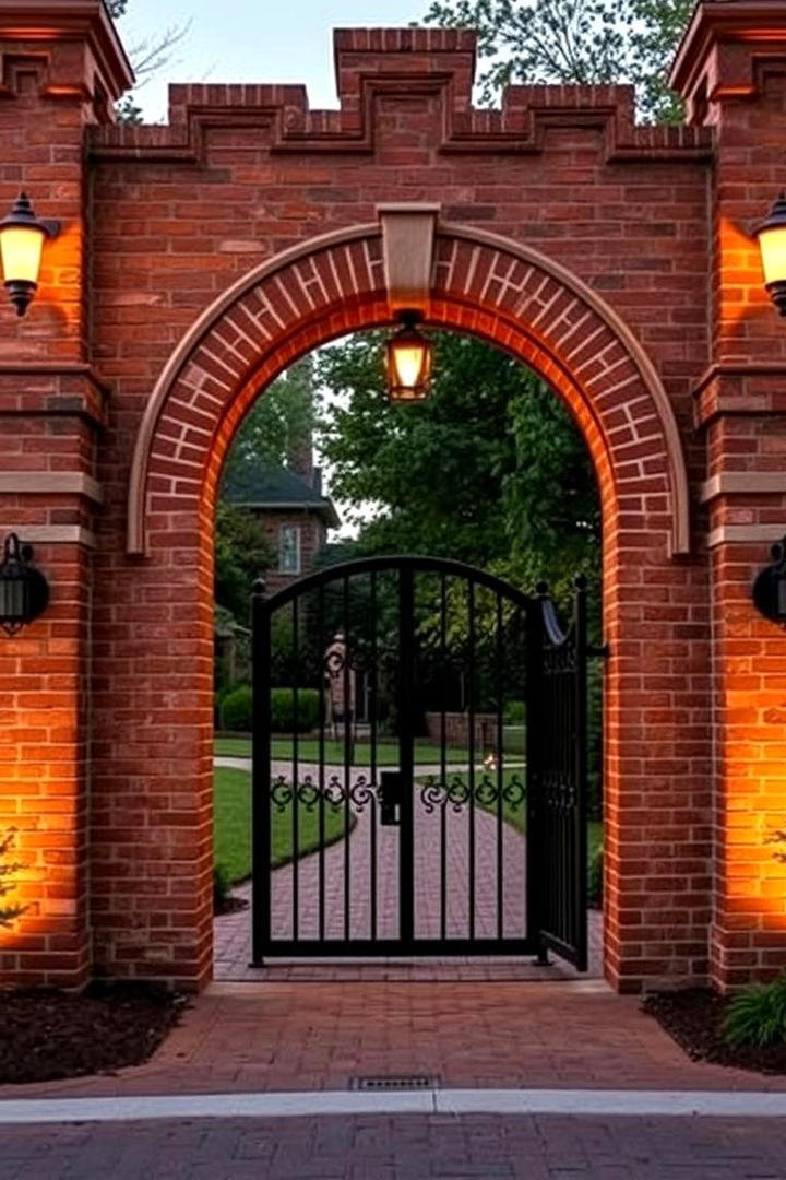 Inviting Brick Gateway - 30 Brick Fence Ideas