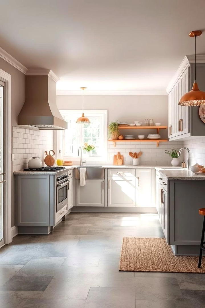 Inviting Grey Kitchen with Warm Ambiance - 30 Kitchens With Grey Floors